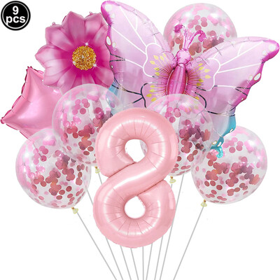 Pillangó léggömb szett 32/40 hüvelykes szám léggömb hercegnő kerti dekoráció lány tündér születésnapi parti léggömb