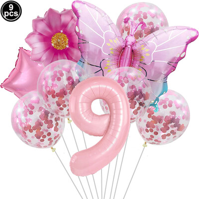 Pillangó léggömb szett 32/40 hüvelykes szám léggömb hercegnő kerti dekoráció lány tündér születésnapi parti léggömb