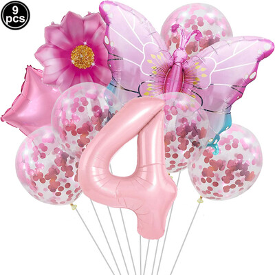 Pillangó léggömb szett 32/40 hüvelykes szám léggömb hercegnő kerti dekoráció lány tündér születésnapi parti léggömb