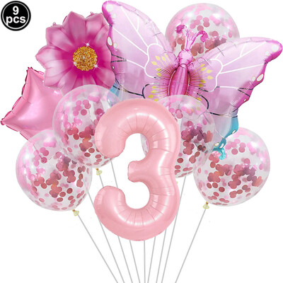 Pillangó léggömb szett 32/40 hüvelykes szám léggömb hercegnő kerti dekoráció lány tündér születésnapi parti léggömb