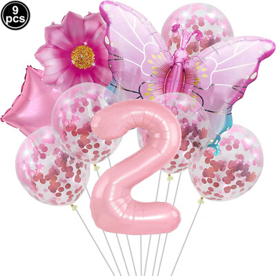 Pillangó léggömb szett 32/40 hüvelykes szám léggömb hercegnő kerti dekoráció lány tündér születésnapi parti léggömb