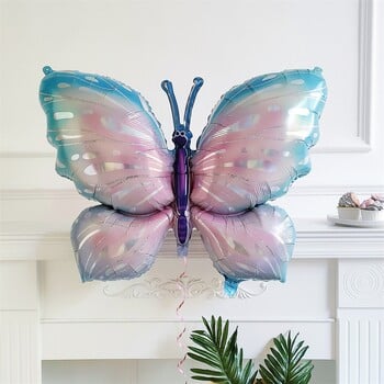 Butterfly Balloons Pink Butterfly Flower Foil Mylar Balloon 1-9 Number Balloons Helium for Happy Birthday Party Decorations