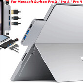 HUB USB C tip C pentru Microsoft Surface Pro 8 9 X Pro9 ProX Hub Stație de andocare USB 3.0 cu cititor de carduri SD PD TF compatibil HDMI