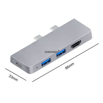 USB C Type C HUB για Microsoft Surface Pro 8 9 X Pro9 ProX Hub USB 3.0 Docking Station με συμβατό με HDMI PD TF SD Card Reader