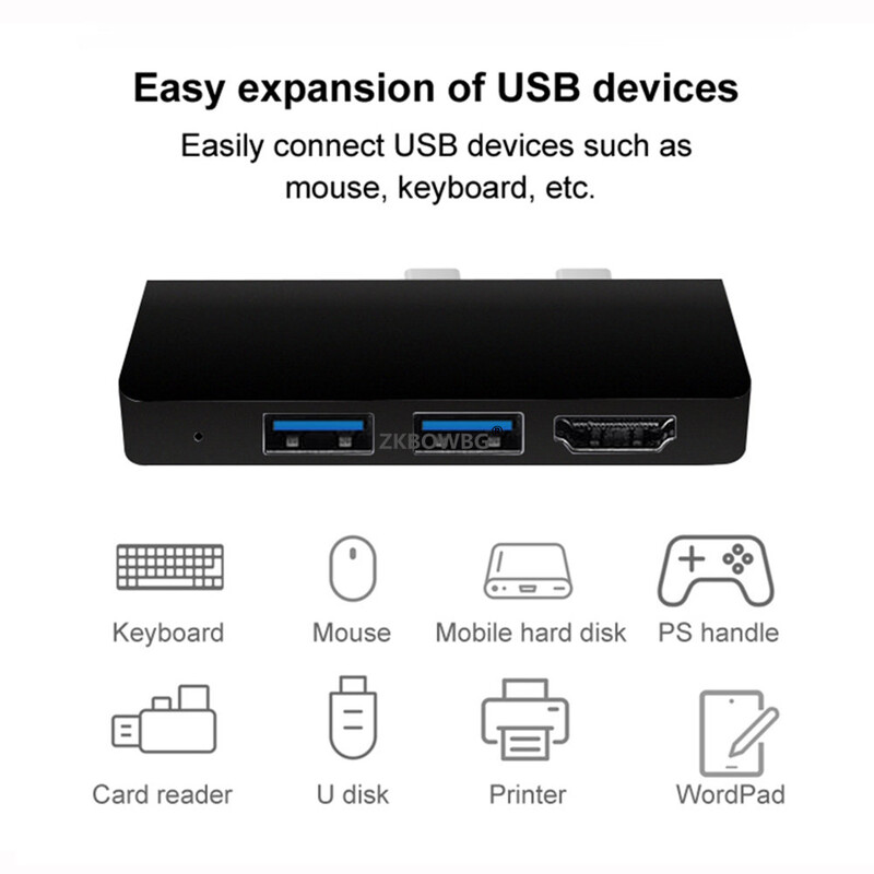 HUB USB C tip C pentru Microsoft Surface Pro 8 9 X Pro9 ProX Hub Stație de andocare USB 3.0 cu cititor de carduri SD PD TF compatibil HDMI