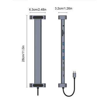 10 в 1 USB хъб Докинг станция AUX HD-съвместим VGA адаптер USB C Докинг станция за лаптоп USB 3.0 5Gbps портове за данни за Macbook Huawei