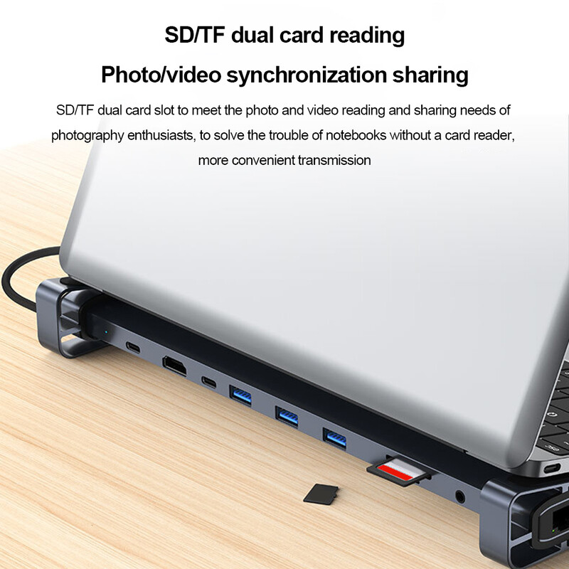 10 în 1 USB Hub Dock Adaptor VGA compatibil AUX HD USB C Stație de andocare pentru laptop USB 3.0 5Gbps Porturi de date pentru Macbook Huawei