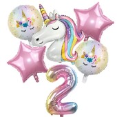 1 set de baloane cu unicorn curcubeu de 32 inch cu numere de baloane din folie pentru primii copii cu tema de unicorn, decorațiuni pentru petrecerea de naștere, globuri pentru baby shower