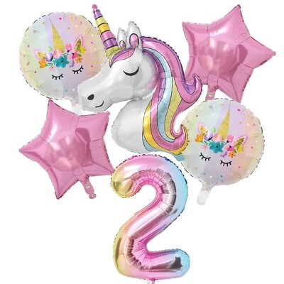 1 set de baloane cu unicorn curcubeu de 32 inch cu numere de baloane din folie pentru primii copii cu tema de unicorn, decorațiuni pentru petrecerea de naștere, globuri pentru baby shower