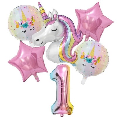 1 set de baloane cu unicorn curcubeu de 32 inch cu numere de baloane din folie pentru primii copii cu tema de unicorn, decorațiuni pentru petrecerea de naștere, globuri pentru baby shower