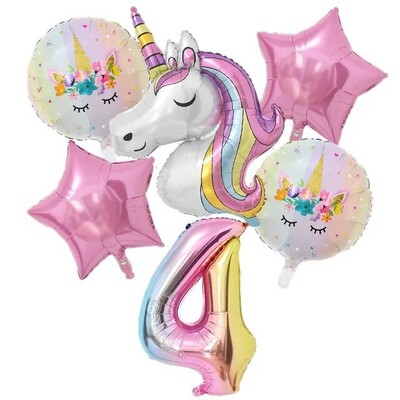 1 set de baloane cu unicorn curcubeu de 32 inch cu numere de baloane din folie pentru primii copii cu tema de unicorn, decorațiuni pentru petrecerea de naștere, globuri pentru baby shower