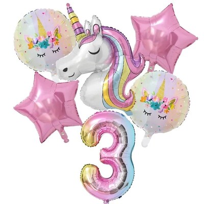 1 set de baloane cu unicorn curcubeu de 32 inch cu numere de baloane din folie pentru primii copii cu tema de unicorn, decorațiuni pentru petrecerea de naștere, globuri pentru baby shower