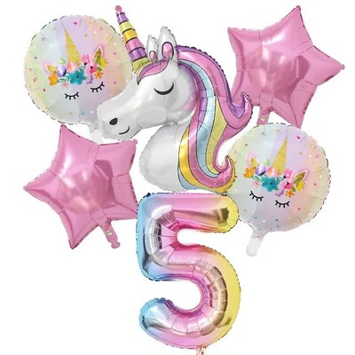 1 set de baloane cu unicorn curcubeu de 32 inch cu numere de baloane din folie pentru primii copii cu tema de unicorn, decorațiuni pentru petrecerea de naștere, globuri pentru baby shower