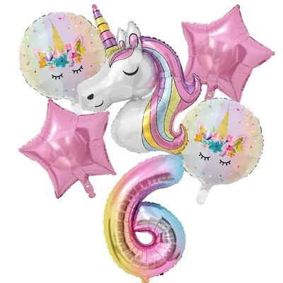 1 set de baloane cu unicorn curcubeu de 32 inch cu numere de baloane din folie pentru primii copii cu tema de unicorn, decorațiuni pentru petrecerea de naștere, globuri pentru baby shower