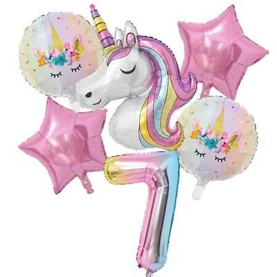 1 set de baloane cu unicorn curcubeu de 32 inch cu numere de baloane din folie pentru primii copii cu tema de unicorn, decorațiuni pentru petrecerea de naștere, globuri pentru baby shower