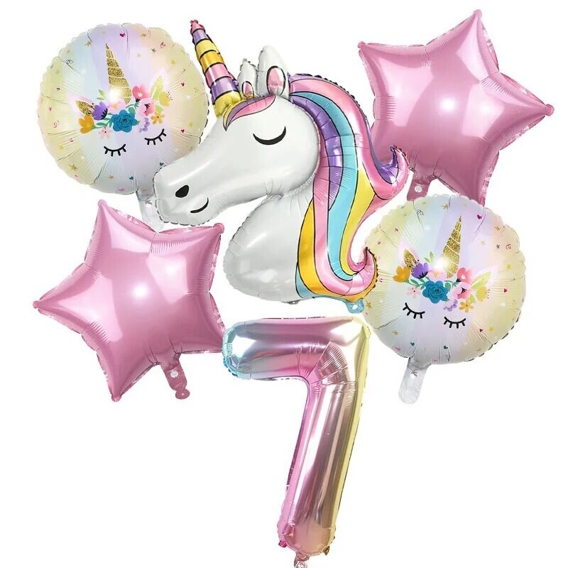 1 set de baloane cu unicorn curcubeu de 32 inch cu numere de baloane din folie pentru primii copii cu tema de unicorn, decorațiuni pentru petrecerea de naștere, globuri pentru baby shower