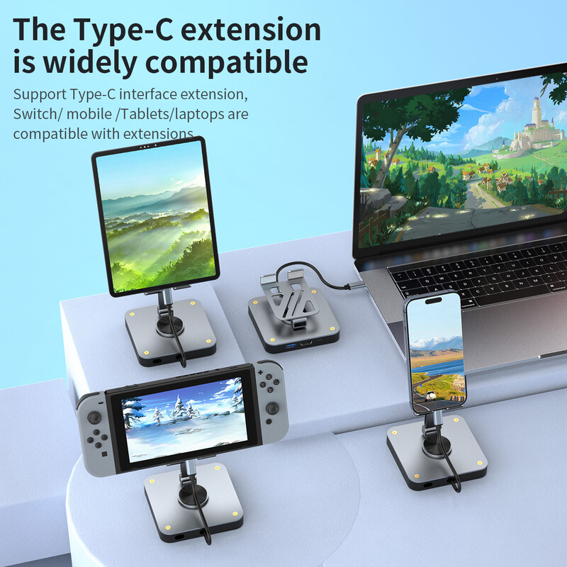 3-u-1 USB-C priključna stanica, priključna stanica s prekidačem Type-C s 4K60Hz HDMI USB PD100W, pogodna za mobilne telefone, prijenosna računala i prekidač