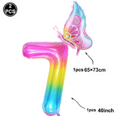 40 inch mare curcubeu numărul 7 baloane fluture folie decorațiuni pentru petrecerea a 7-a aniversare fete baby shower decorațiuni baloane