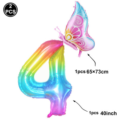 40 inch mare curcubeu numărul 7 baloane fluture folie decorațiuni pentru petrecerea a 7-a aniversare fete baby shower decorațiuni baloane