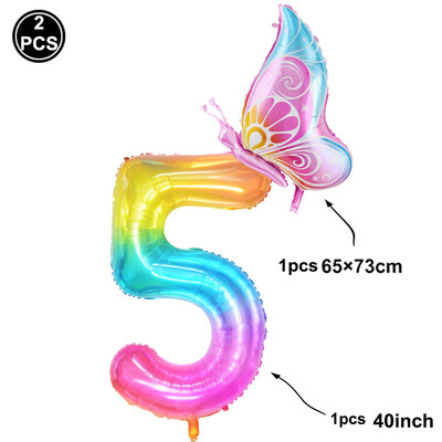 40 inch mare curcubeu numărul 7 baloane fluture folie decorațiuni pentru petrecerea a 7-a aniversare fete baby shower decorațiuni baloane