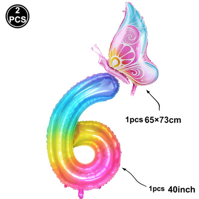 40 inch mare curcubeu numărul 7 baloane fluture folie decorațiuni pentru petrecerea a 7-a aniversare fete baby shower decorațiuni baloane