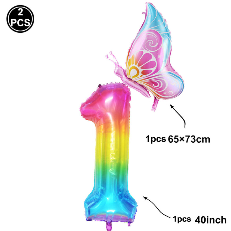 40 inch mare curcubeu numărul 7 baloane fluture folie decorațiuni pentru petrecerea a 7-a aniversare fete baby shower decorațiuni baloane
