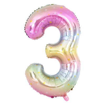 40 collu varavīksnes krāsas numura folijas balons 0–9 ciparu vienradzis tēmas dzimšanas dienas ballītes balons bērniem ar 1. globusu bērnu dušas rotājumu