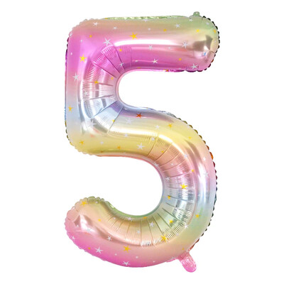 40 collu varavīksnes krāsas numura folijas balons 0–9 ciparu vienradzis tēmas dzimšanas dienas ballītes balons bērniem ar 1. globusu bērnu dušas rotājumu