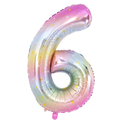 40 collu varavīksnes krāsas numura folijas balons 0–9 ciparu vienradzis tēmas dzimšanas dienas ballītes balons bērniem ar 1. globusu bērnu dušas rotājumu