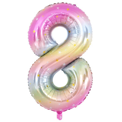 40 collu varavīksnes krāsas numura folijas balons 0–9 ciparu vienradzis tēmas dzimšanas dienas ballītes balons bērniem ar 1. globusu bērnu dušas rotājumu