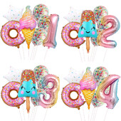 Candy Donut fagylalt fólia lufi színes konfetti ballonnal 1 2 3 4 5 6 7 8 9 éves gyerekek születésnapi parti babazuhany dekorációval