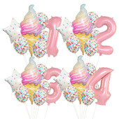 8kom krafna Ice Cream Star Balon Papirnati konfeti Set balona za Baby Shower Krafna za djevojčice Dekoracije za sretan rođendan