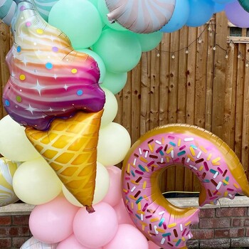 8 τεμ. Donut Ice Cream Star Balloon Paper Confetti Σετ μπαλόνι για Baby Shower Girl\'s Donut Happy Birthday Party Decorations