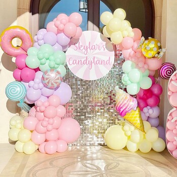 8 τεμ. Donut Ice Cream Star Balloon Paper Confetti Σετ μπαλόνι για Baby Shower Girl\'s Donut Happy Birthday Party Decorations