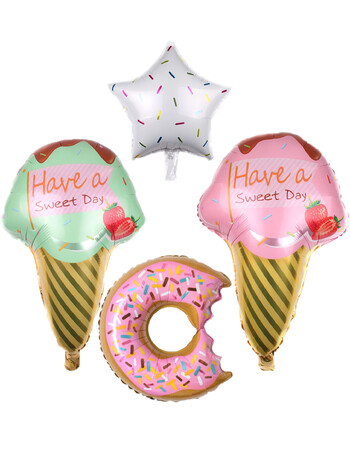 3 τεμ. Rainbow Ice Cream Balloons Donut Candy Foil Balloon Desert Desert Party Γάμος Διακοσμήσεις για πάρτι γενεθλίων