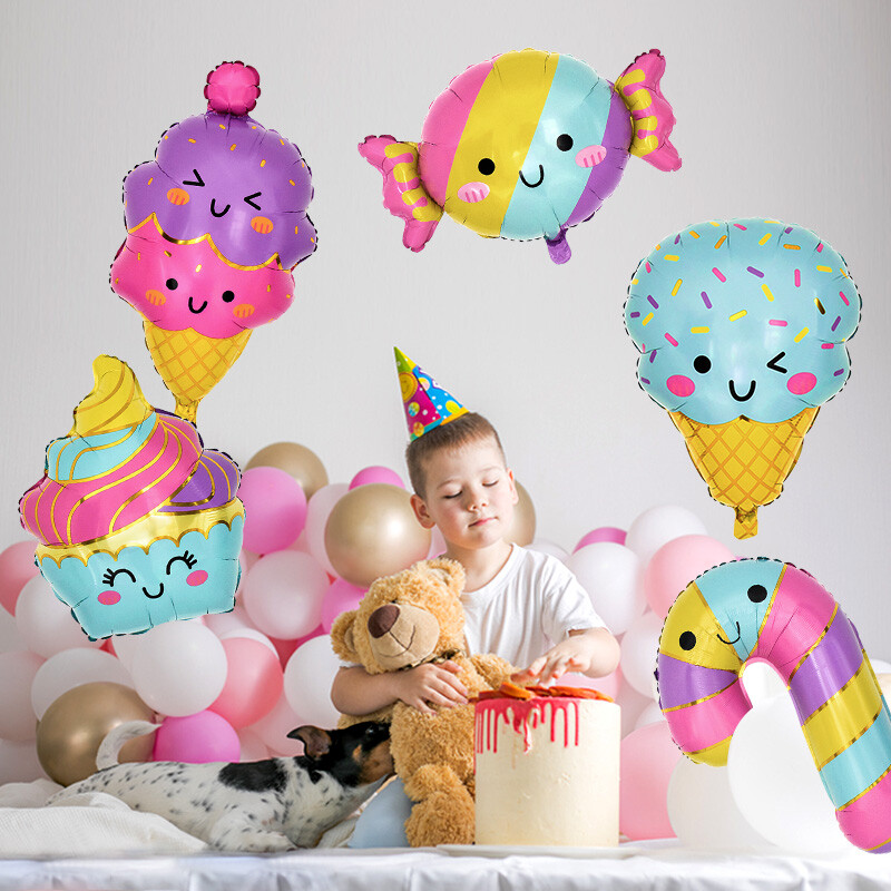1/5 buc. Înghețată, bomboane, tort, desert, baloane din folie pentru fete, vară, petrecere de aniversare, decorațiuni pentru bomboane, jucărie pentru copii, globuri cu aer din desene animate