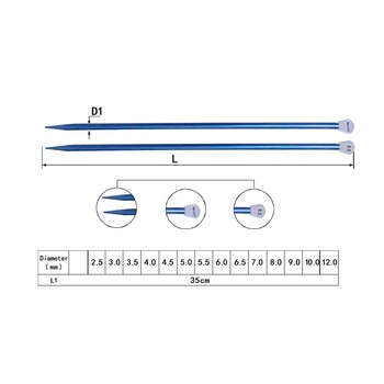 2 τμχ/Σετ 35cm Βελόνες πλεξίματος μονής μύτης Καρφίτσες ίσιες αλουμίνιο DIY Weaving Tool Long Sweater Scarf Needle 2,0-12mm