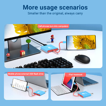 3 в 1 Switch Hub 4K USB-C Game Docking Station с USB3.0 HDMI PD 100W За лаптоп, Nintendo Switch/Switch OLED, мобилен телефон