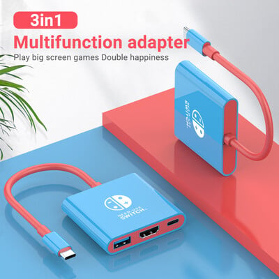 3 vienā slēdža centrmezgls 4K USB-C spēļu dokstacija ar USB3.0 HDMI PD 100 W klēpjdatoram, Nintendo slēdzis/slēdzis OLED, mobilais tālrunis