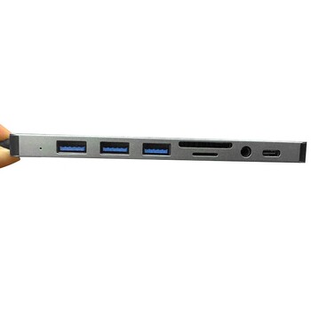 8 в 2 USB ХЪБ с четец на карти сплитер, USB C порт, USB 3.0 / 2.0, SD/TF четец на карти сплитер, докинг станция