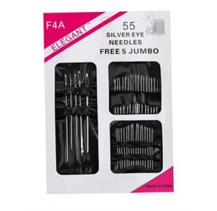 55 tk mitmes suuruses roostevabast terasest suurte silmadega kiigelnõelte komplekt koos niidiga Kodumajapidamises valmistatud käsitsi valmistatud õmblusnõelte tikkimistööriistad