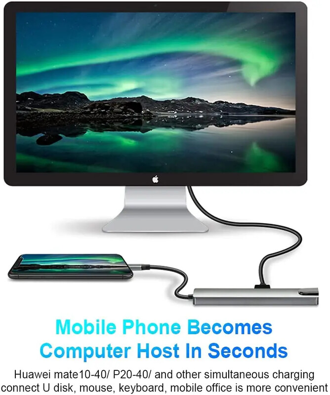 Hub USB 3.0 pentru Adaptor pentru laptop PC Computer PD Charge Dock Station RJ45 compatibil HDMI Card TF/SD Splitter tip C pentru notebook