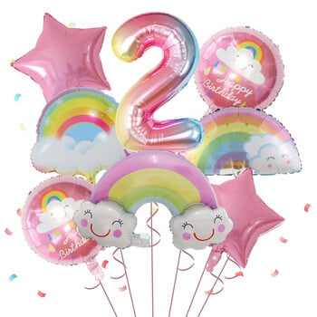 8 τμχ Rainbow Smile Cloud Balloon 30 ιντσών Gradient Number Foil Balloons 1-9 χρονών Παιδικά διακοσμητικά πάρτι γενεθλίων Επέτειος μωρού