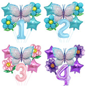 Drugelio balionų rinkinys 32 colių numerio balionas rožinis mėlynas saulėgrąžų kūdikių dušo reikmenys helio balionas gimtadienio vakarėlio vestuvių dekoras