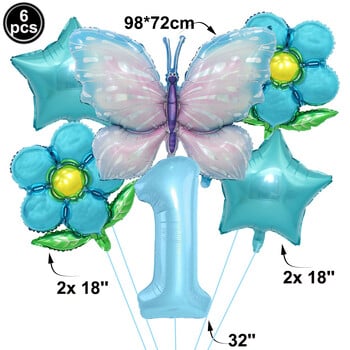Σετ μπαλονιών πεταλούδα 32 ιντσών Αριθμός μπαλόνι ροζ μπλε ηλίανθος προμήθειες ντους για μωρά Μπαλόνι ηλίου Διακόσμηση γάμου για πάρτι γενεθλίων