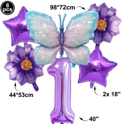 Drugelio balionų rinkinys 32 colių numerio balionas rožinis mėlynas saulėgrąžų kūdikių dušo reikmenys helio balionas gimtadienio vakarėlio vestuvių dekoras