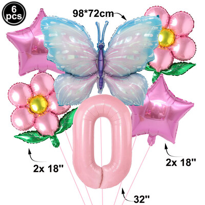 Drugelio balionų rinkinys 32 colių numerio balionas rožinis mėlynas saulėgrąžų kūdikių dušo reikmenys helio balionas gimtadienio vakarėlio vestuvių dekoras