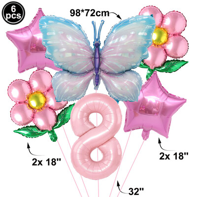 Drugelio balionų rinkinys 32 colių numerio balionas rožinis mėlynas saulėgrąžų kūdikių dušo reikmenys helio balionas gimtadienio vakarėlio vestuvių dekoras