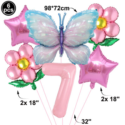 Drugelio balionų rinkinys 32 colių numerio balionas rožinis mėlynas saulėgrąžų kūdikių dušo reikmenys helio balionas gimtadienio vakarėlio vestuvių dekoras