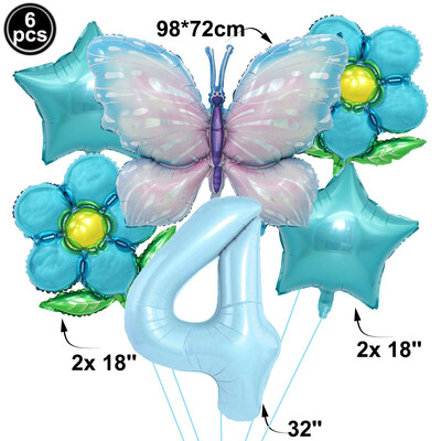 Drugelio balionų rinkinys 32 colių numerio balionas rožinis mėlynas saulėgrąžų kūdikių dušo reikmenys helio balionas gimtadienio vakarėlio vestuvių dekoras